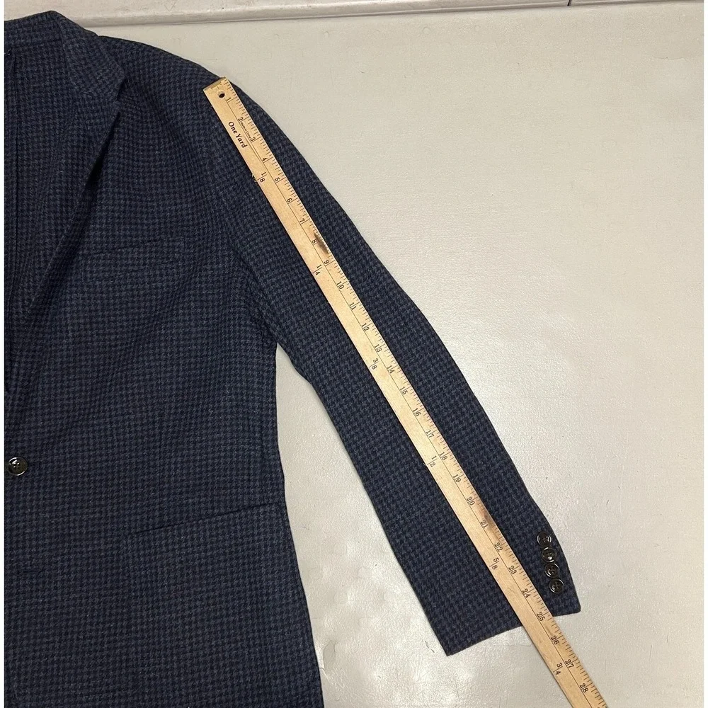 J Crew Thompson Blazer Mens 46 Suit Jacket Blue Houndstooth Unstructured Wool‎